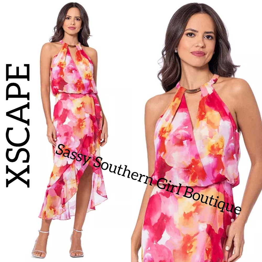 🆕⭐ Xacape Florall Halter Midi Dress